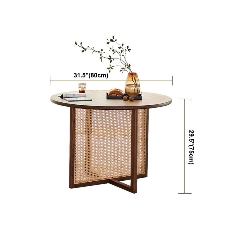 Round Trestle Basis Casual Table Holz Farbe Fixierter Tisch mit Ascheholz Massivholz