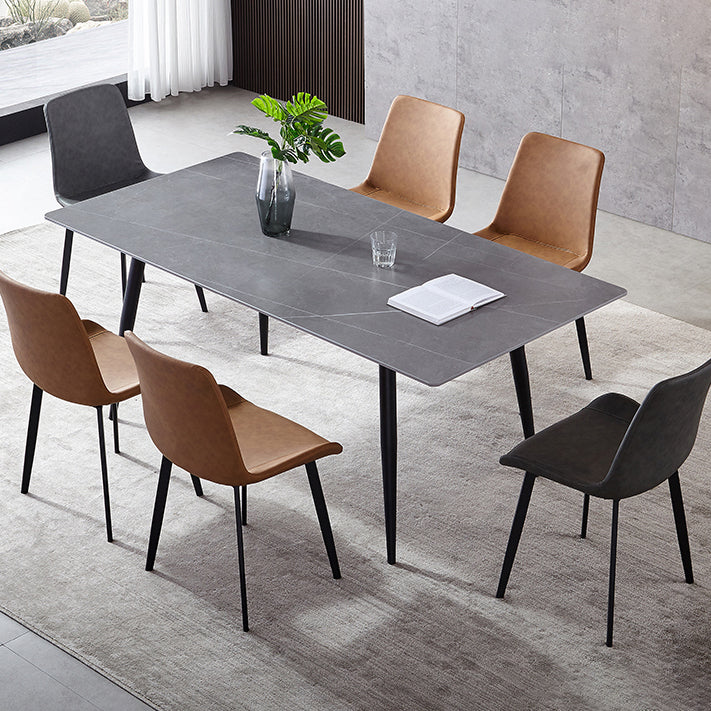 Sintered Stone Grey Tone Table Industrial 4 Legs Table for Dining Room