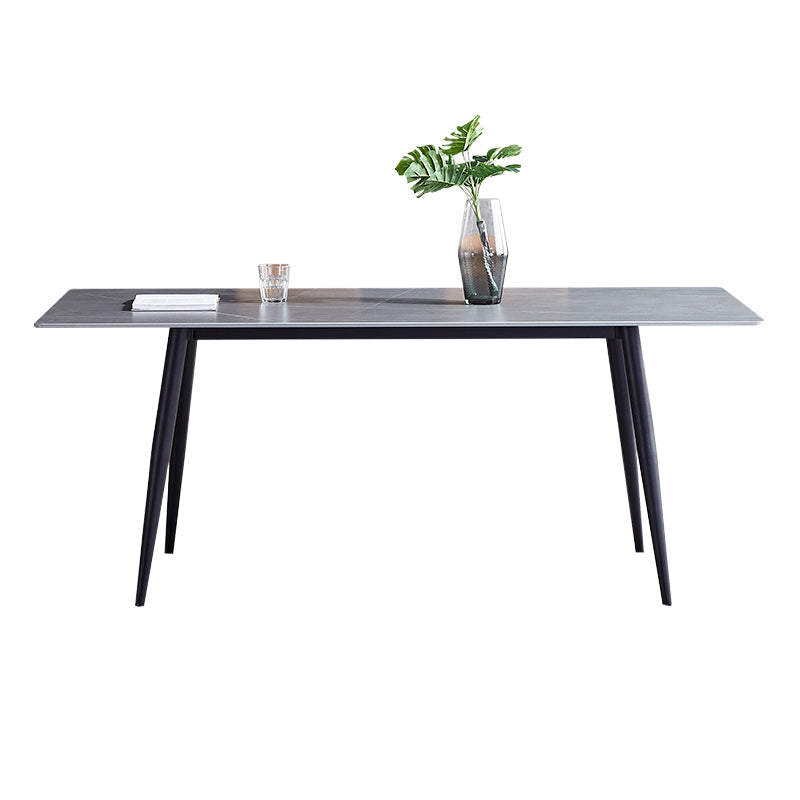 Sintered Stone Grey Tone Table Industrial 4 Legs Table for Dining Room