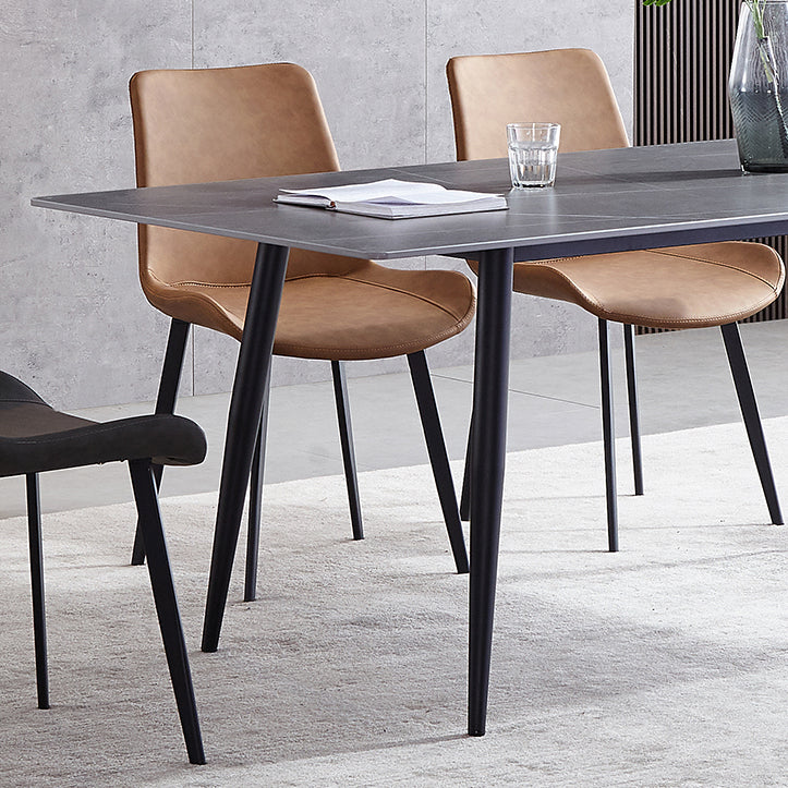 Sintered Stone Grey Tone Table Industrial 4 Legs Table for Dining Room