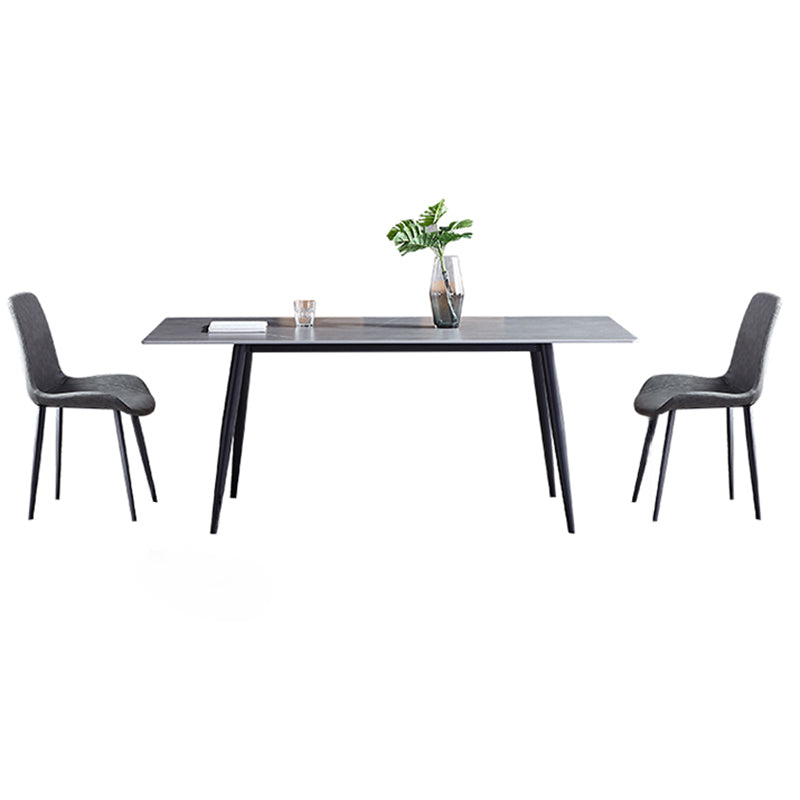 Sintered Stone Grey Tone Table Industrial 4 Legs Table for Dining Room