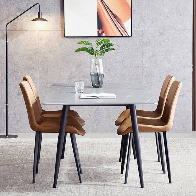 Sintered Stone Grey Tone Table Industrial 4 Legs Table for Dining Room