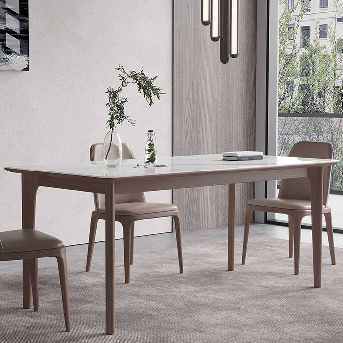 Rectángulo 4 patas mesa de medio siglo color blanco mesa fija de piedra sinterizada