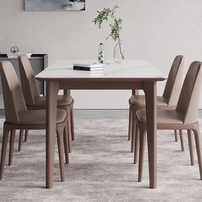 Rectángulo 4 patas mesa de medio siglo color blanco mesa fija de piedra sinterizada