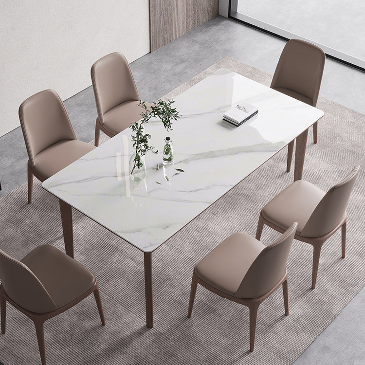 Rectángulo 4 patas mesa de medio siglo color blanco mesa fija de piedra sinterizada