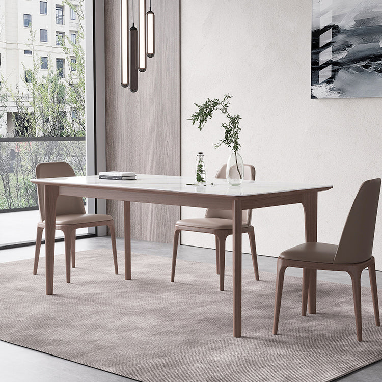 Rectángulo 4 patas mesa de medio siglo color blanco mesa fija de piedra sinterizada