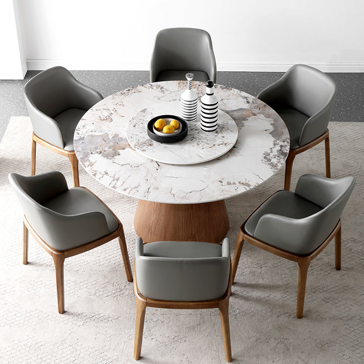 Contemporary Round Shape Gray Table Standard Sintered Stone Dining Table for Kitchen
