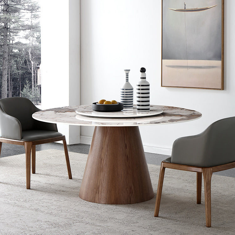 Contemporary Round Shape Gray Table Standard Sintered Stone Dining Table for Kitchen