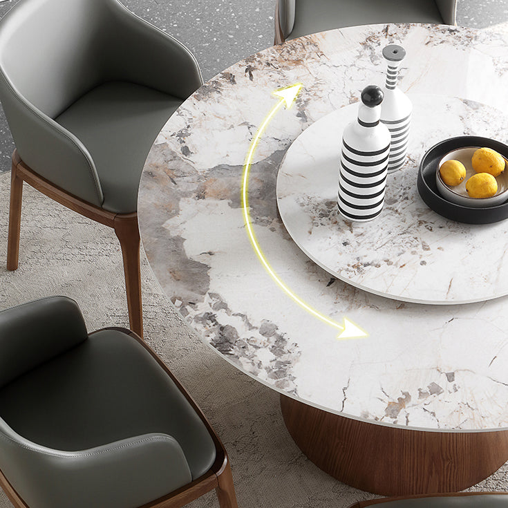 Contemporary Round Shape Gray Table Standard Sintered Stone Dining Table for Kitchen
