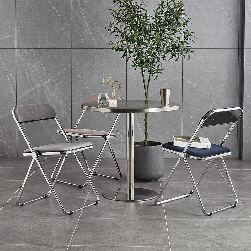 Metal Industrial Table Stainless Steel Top Dining Table with Pedestal Base