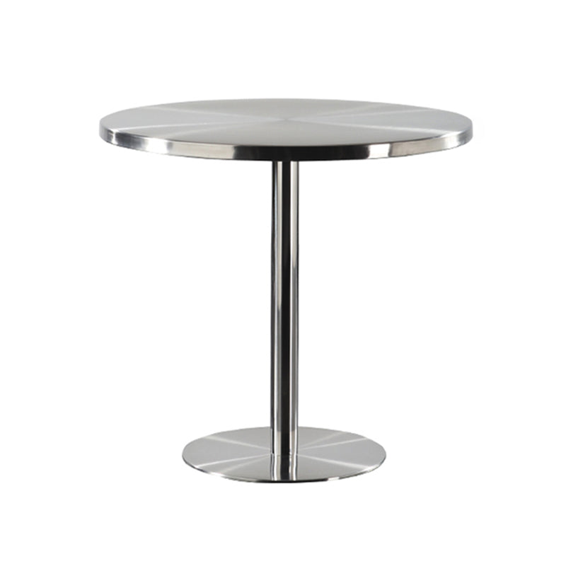 Metal Industrial Table Stainless Steel Top Dining Table with Pedestal Base