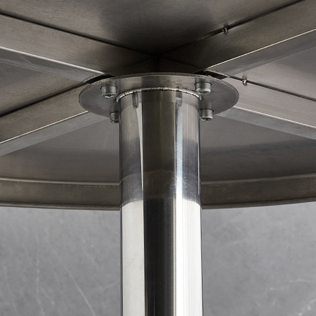 Metal Industrial Table Stainless Steel Top Dining Table with Pedestal Base