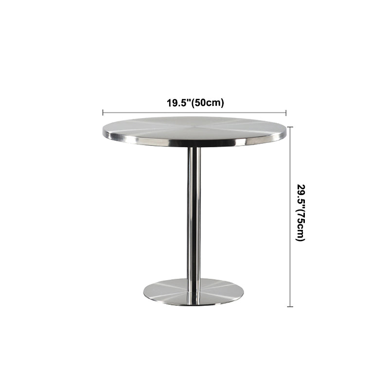 Metal Industrial Table Stainless Steel Top Dining Table with Pedestal Base