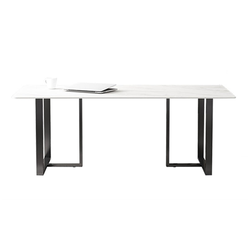 Rectangle Double Pedestal Industrial Table Fixed Table with Sintered Stone
