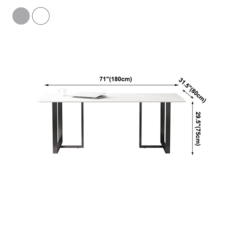 Rectangle Double Pedestal Industrial Table Fixed Table with Sintered Stone