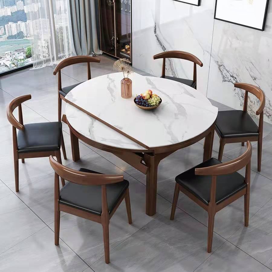 Minimalist ausziehbarer rund Form Table Standard Sintered Stone Esstisch für Küche