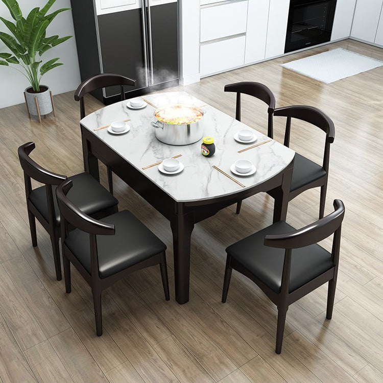Minimalist ausziehbarer rund Form Table Standard Sintered Stone Esstisch für Küche
