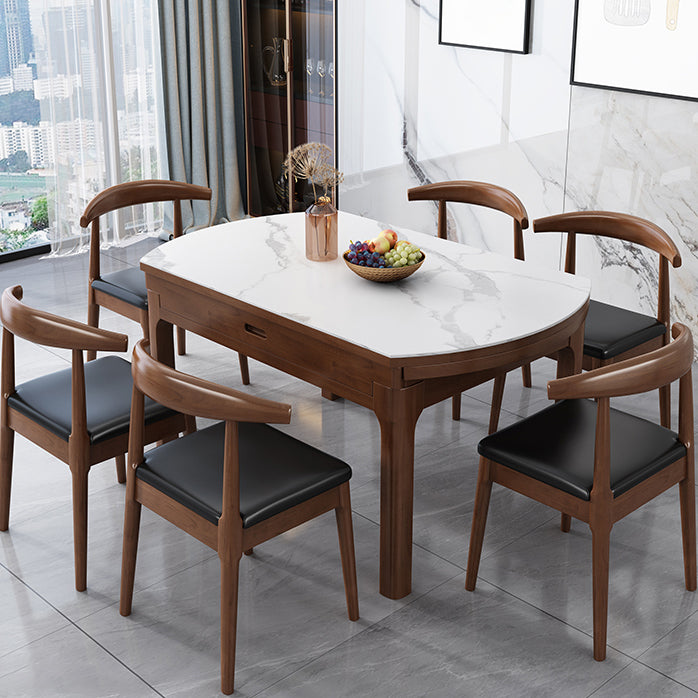Minimalist ausziehbarer rund Form Table Standard Sintered Stone Esstisch für Küche