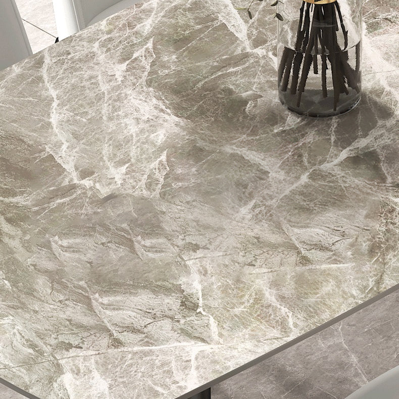 Mesa de comedor de piedra sinterizada contemporánea Mesa de comedor gris rectangular para cocina