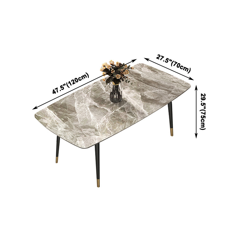 Mesa de comedor de piedra sinterizada contemporánea Mesa de comedor gris rectangular para cocina