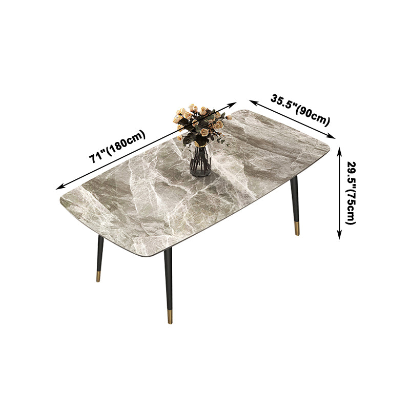Mesa de comedor de piedra sinterizada contemporánea Mesa de comedor gris rectangular para cocina