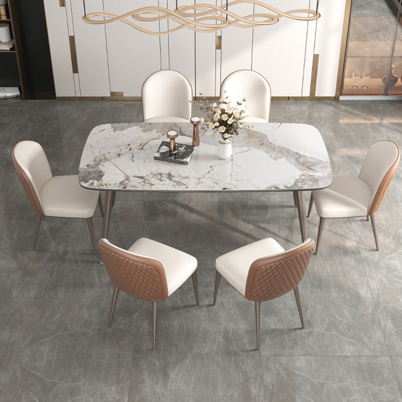 Mesa de comedor de estilo moderno Mesa de comedor de piedra sinterizada con 4 patas