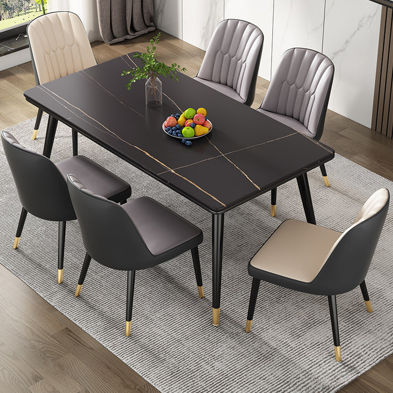 Mesa de comedor de piedra sinterizada Estilo de lujo 4 patas Mesa de rectángulo base para el hogar