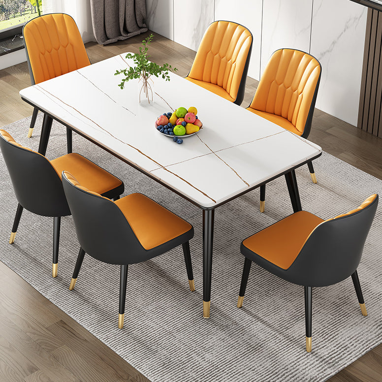 Mesa de comedor de piedra sinterizada Estilo de lujo 4 patas Mesa de rectángulo base para el hogar