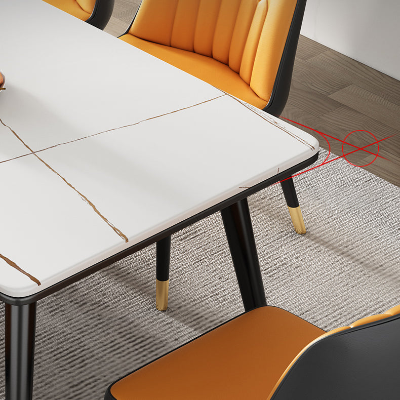 Mesa de comedor de piedra sinterizada Estilo de lujo 4 patas Mesa de rectángulo base para el hogar