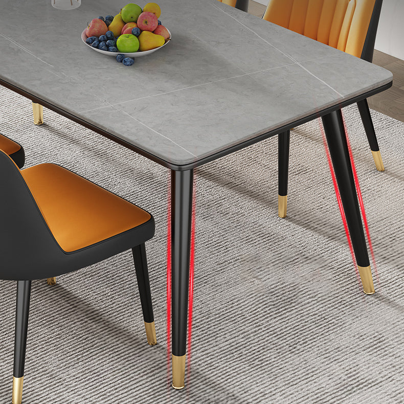 Mesa de comedor de piedra sinterizada Estilo de lujo 4 patas Mesa de rectángulo base para el hogar