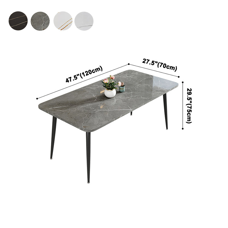 Modern Style Dining Table Rectangle Sintered Stone Dining Table with Black Frame
