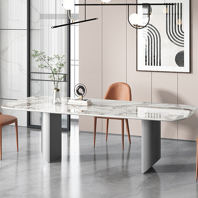 Metalen eigentijdse rechthoekige tafel Gesinterde stenen binnentafel voor eetkamer