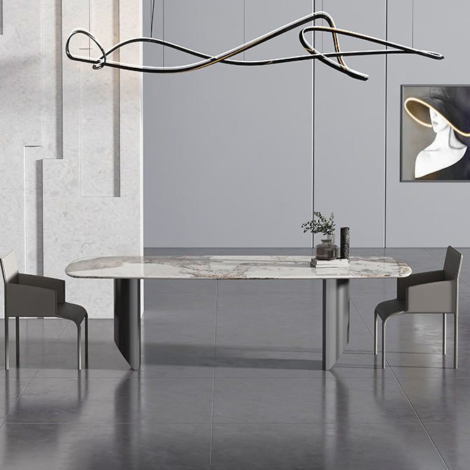 Metalen eigentijdse rechthoekige tafel Gesinterde stenen binnentafel voor eetkamer