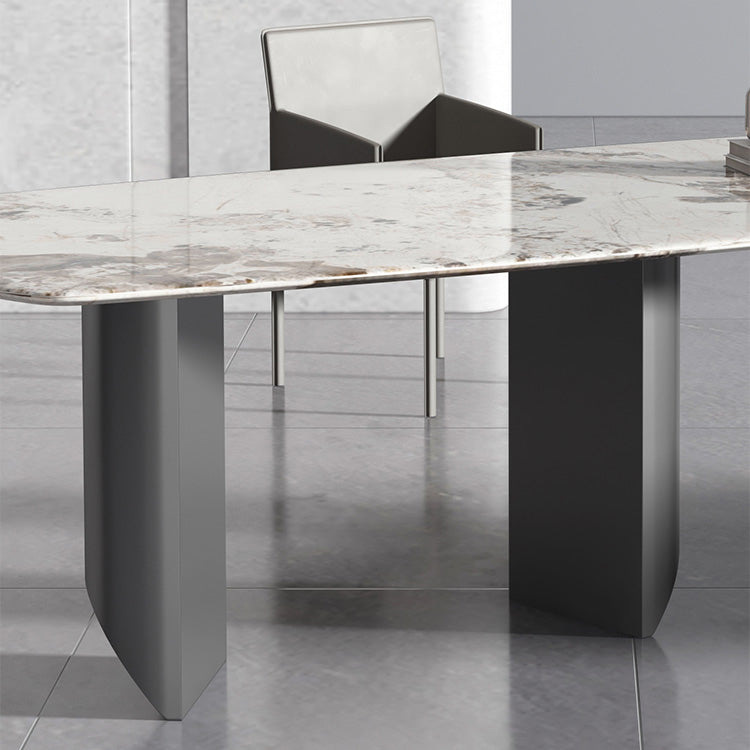 Metalen eigentijdse rechthoekige tafel Gesinterde stenen binnentafel voor eetkamer