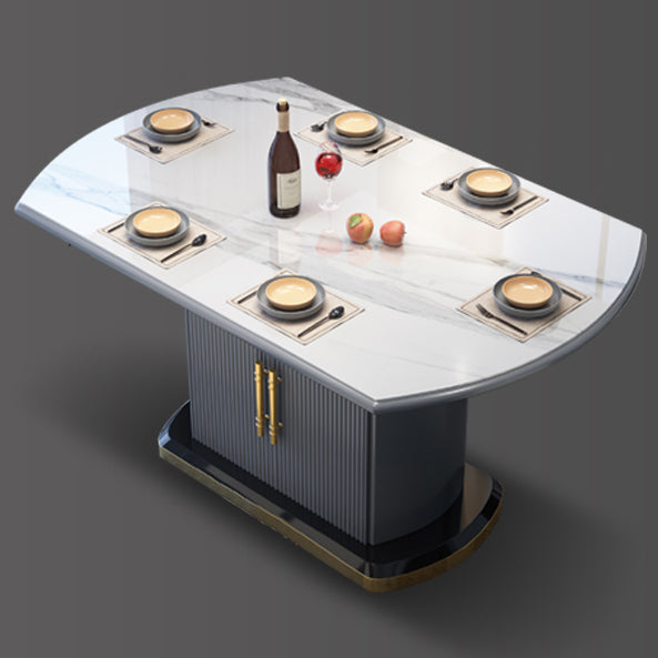 Ronde traditionele luxe eettafel Gesinterde stenen tafel met voetstuk