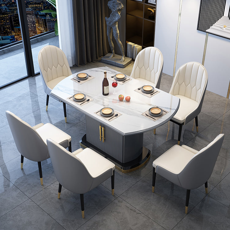 Ronde traditionele luxe eettafel Gesinterde stenen tafel met voetstuk