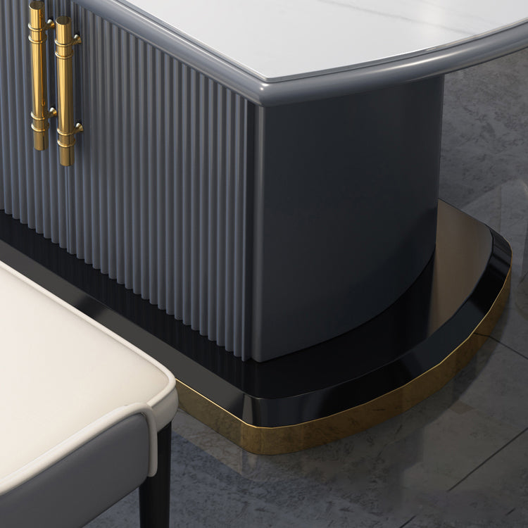 Ronde traditionele luxe eettafel Gesinterde stenen tafel met voetstuk