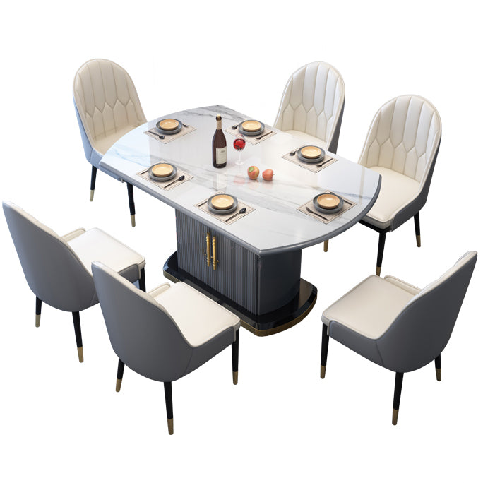 Ronde traditionele luxe eettafel Gesinterde stenen tafel met voetstuk