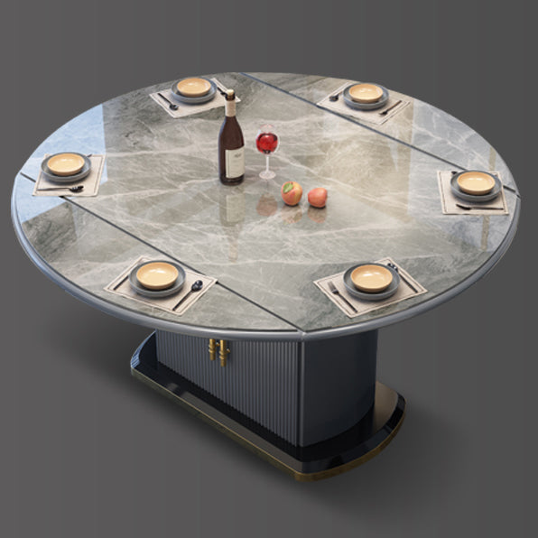 Ronde traditionele luxe eettafel Gesinterde stenen tafel met voetstuk