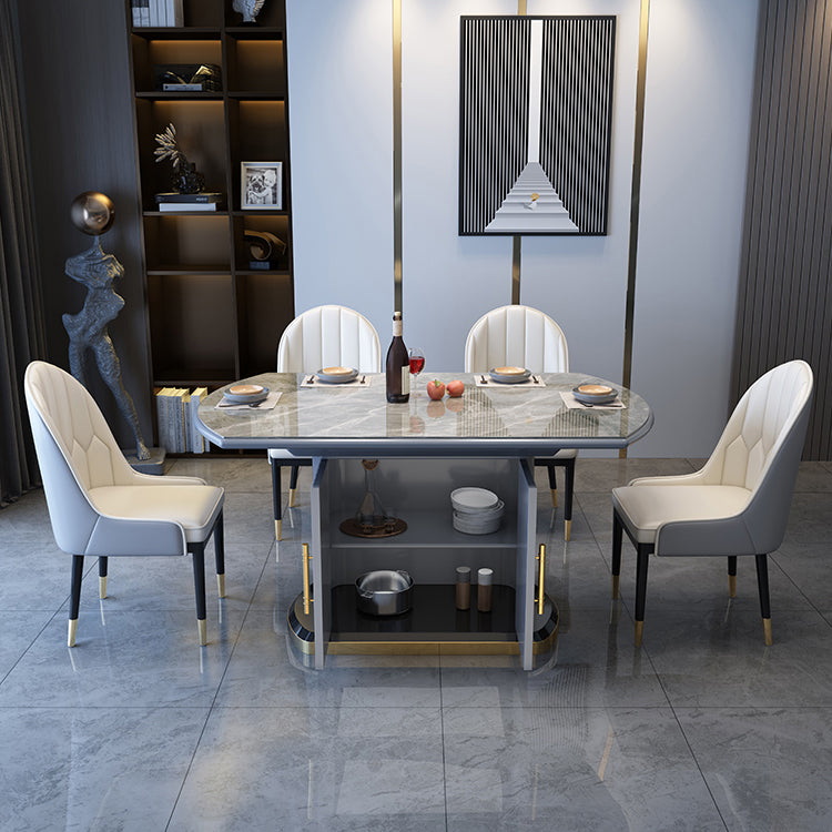 Ronde traditionele luxe eettafel Gesinterde stenen tafel met voetstuk