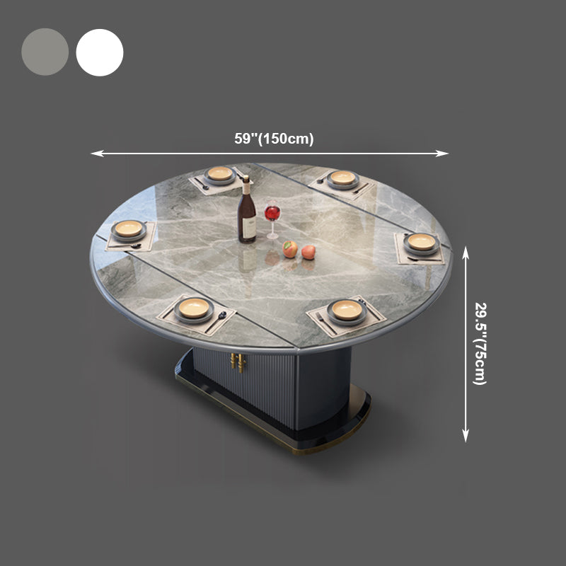 Ronde traditionele luxe eettafel Gesinterde stenen tafel met voetstuk