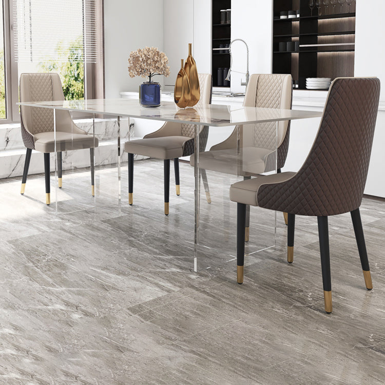Mesa rectangular contemporánea acrílica mesa de piedra sinterizada para comedor