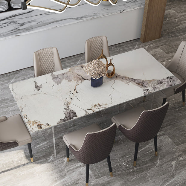 Mesa rectangular contemporánea acrílica mesa de piedra sinterizada para comedor