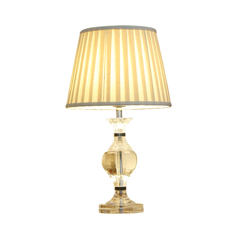 Modernism Vase Shape Task Lighting Hand-Cut Crystal 1 Bulb Reading Lamp in Beige