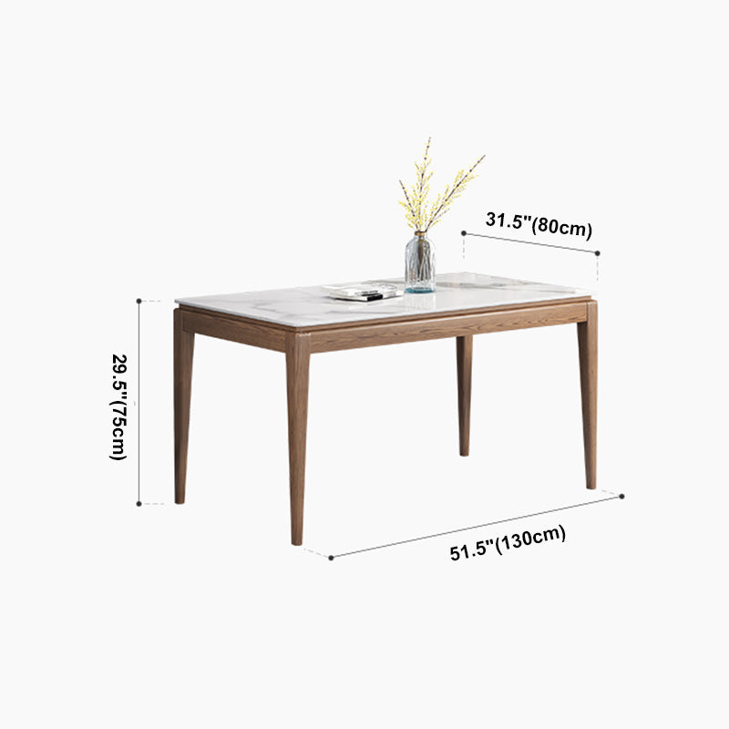 Mesa de comedor moderna rectangular de mediados de siglo Mesa de piedra sinterizada con 4 patas de madera maciza