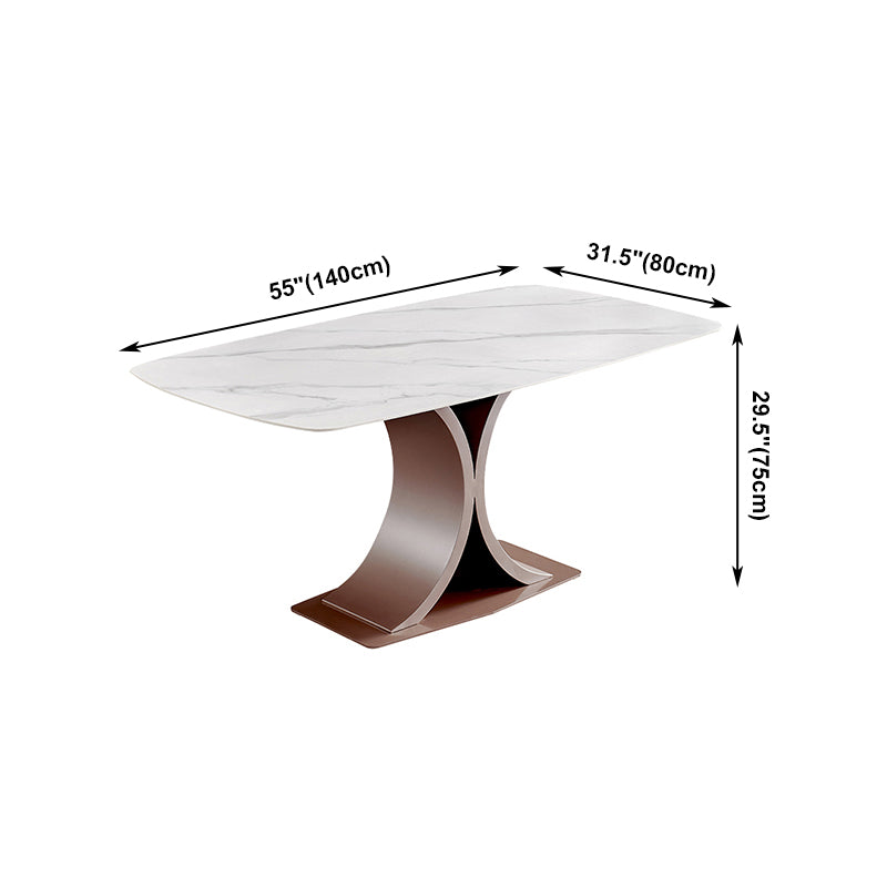 Mesa de comedor de lujo tradicional Rectángulo de piedra sinterizada con marco de oro rosa