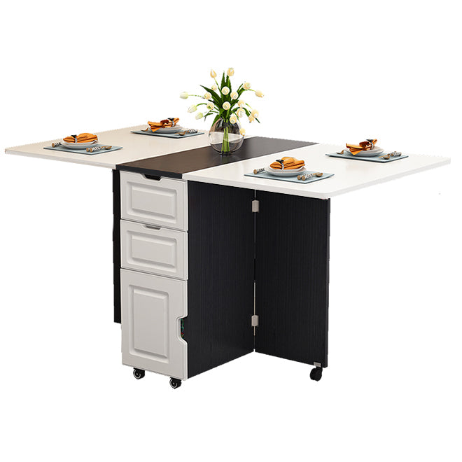 Solid Wood Mid-Century Rectangle Table Wooden Top Table with Drop Leaf