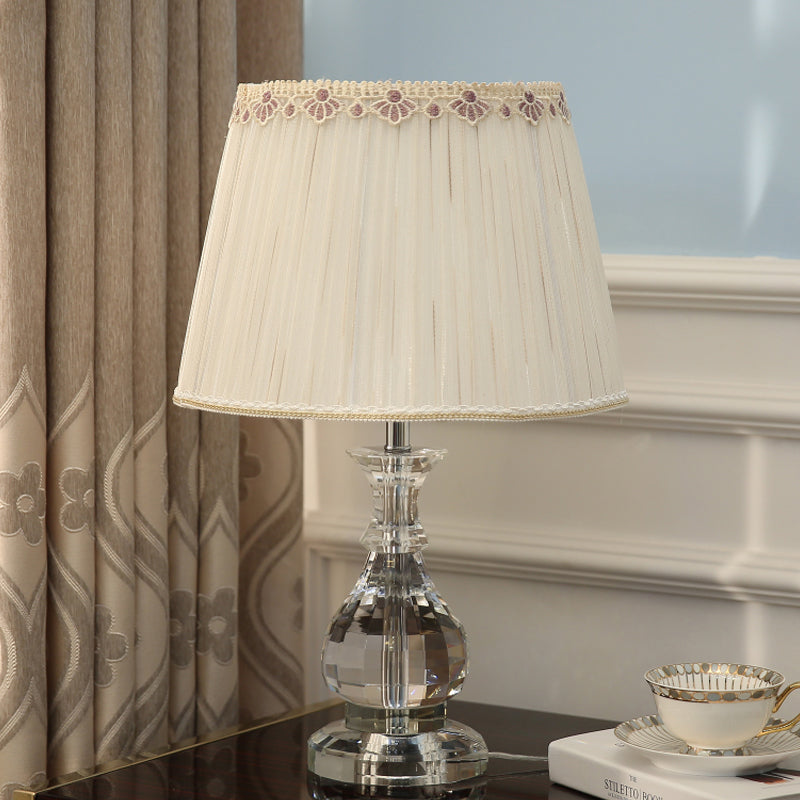 1 tête de tâche courbée légère modernisme lampe à lecture en cristal coupé à la main en beige pour chambre à coucher