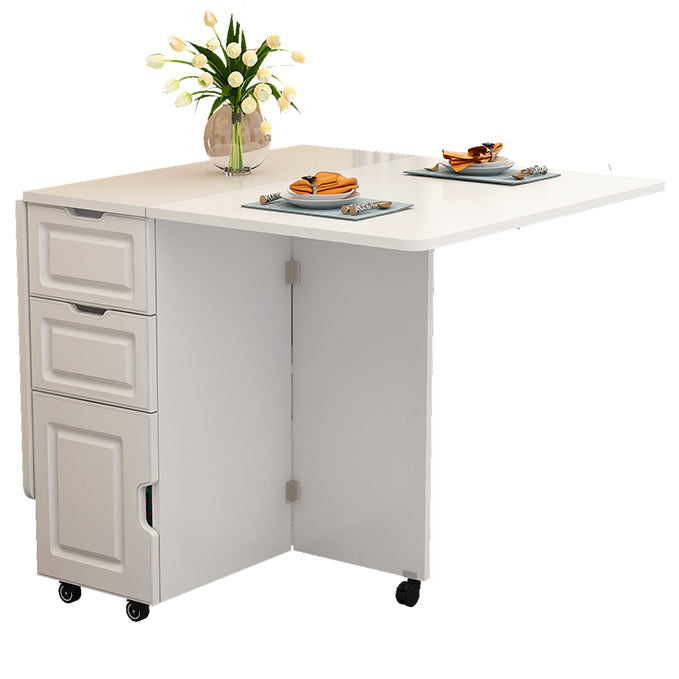Solid Wood Mid-Century Rectangle Table Wooden Top Table with Drop Leaf