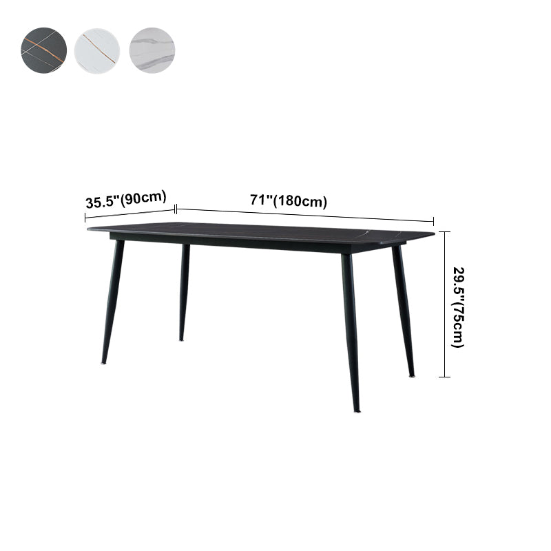 Modern Style Dining Table Rectangle Sintered Stone 4 Legs Table with Black Frame